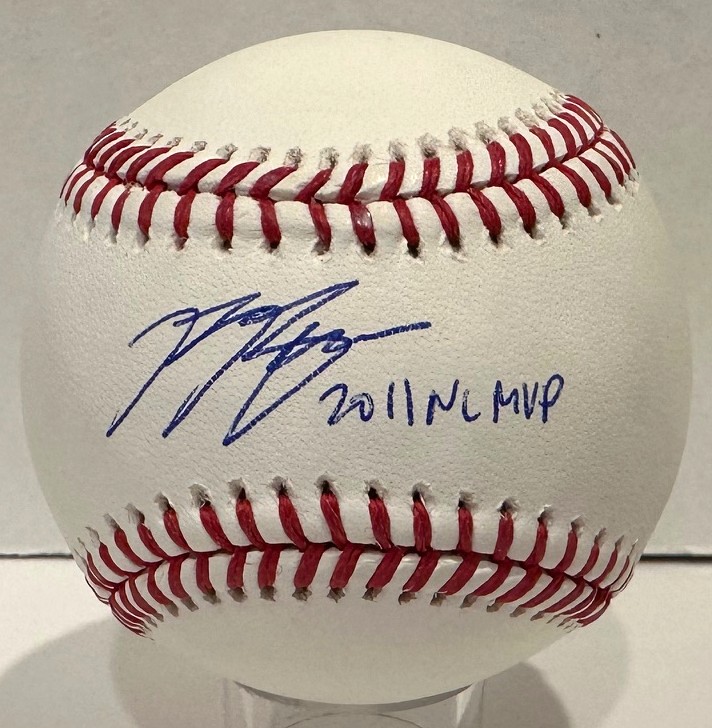 RYAN BRAUN SIGNED OFFICIAL MLB BASEBALL w/ '2011 NL MVP - BREWERS - BAS