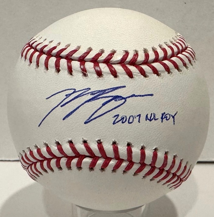 RYAN BRAUN SIGNED OFFICIAL MLB BASEBALL w/ '2007 NL ROY - BREWERS - BAS
