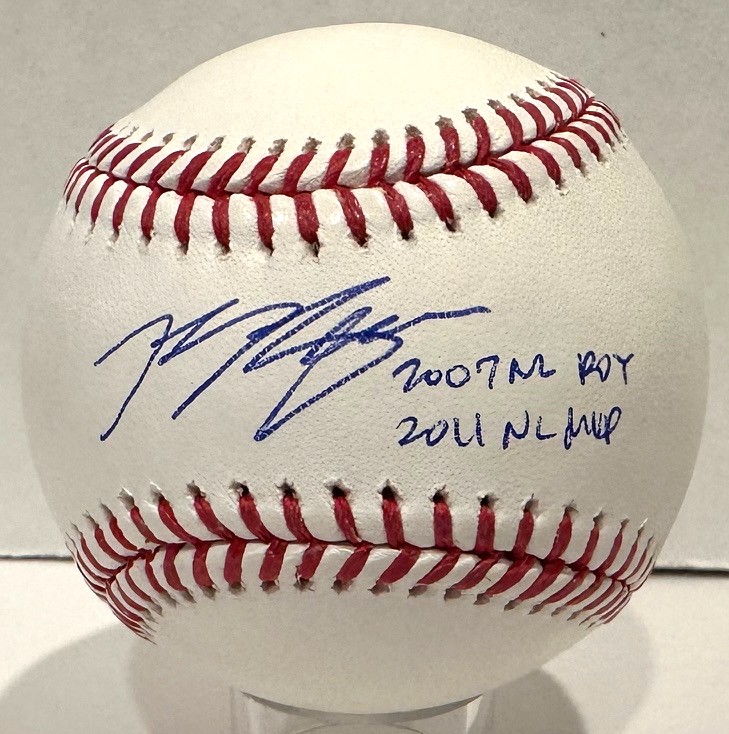 RYAN BRAUN SIGNED OFFICIAL MLB BASEBALL w/ '2011 MVP & 2007 ROY - BAS