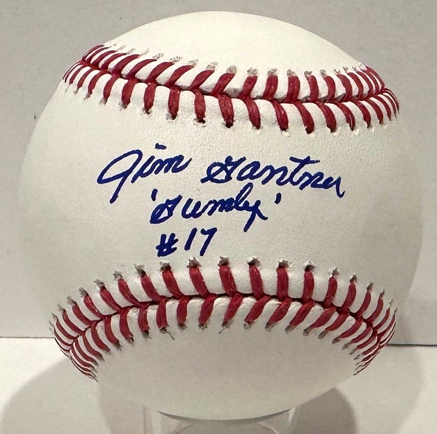 JIM GANTNER SIGNED OFFICIAL MLB BASEBALL W/ GUMBY - BREWERS - BAS