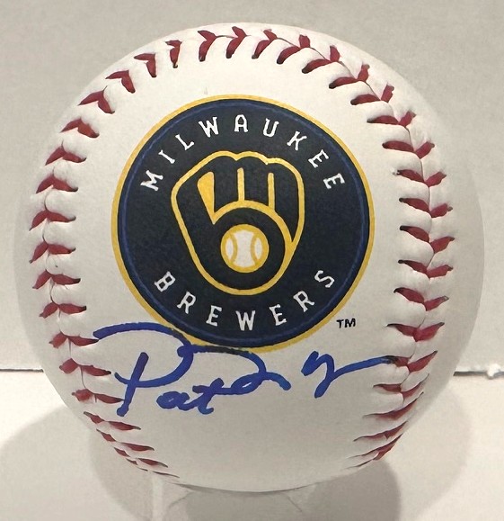 PAT MURPHY SIGNED REPLICA BREWERS LOGO BASEBALL - BAS