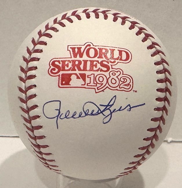 ROLLIE FINGERS SIGNED OFFICIAL MLB 1982 WORLD SERIES LOGO BASEBALL - BAS
