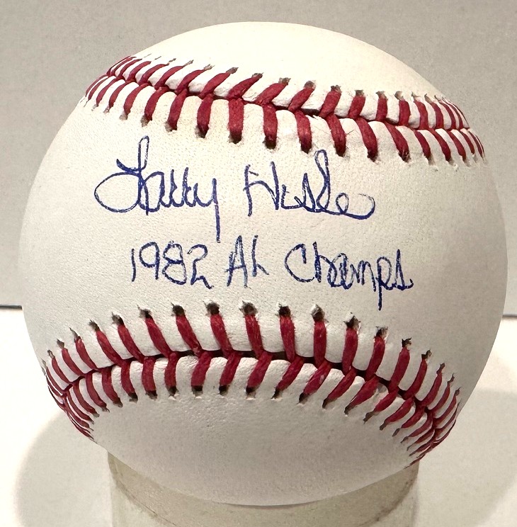 LARRY HISLE SIGNED OFFICIAL MLB BASEBALL W/ 1982 AL CHAMPS - JSA