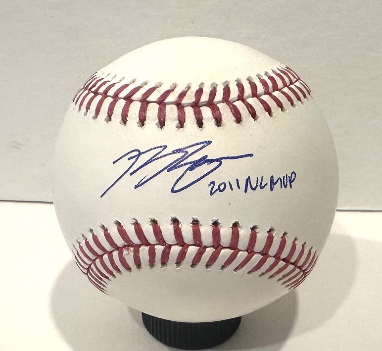 RYAN BRAUN SIGNED OFFICIAL MLB BASEBALL w/ '2011 NL MVP - BREWERS - JSA