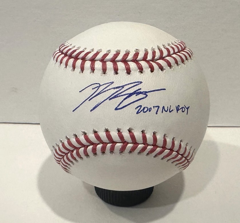 RYAN BRAUN SIGNED OFFICIAL MLB BASEBALL w/ '2007 NL ROY - BREWERS - JSA
