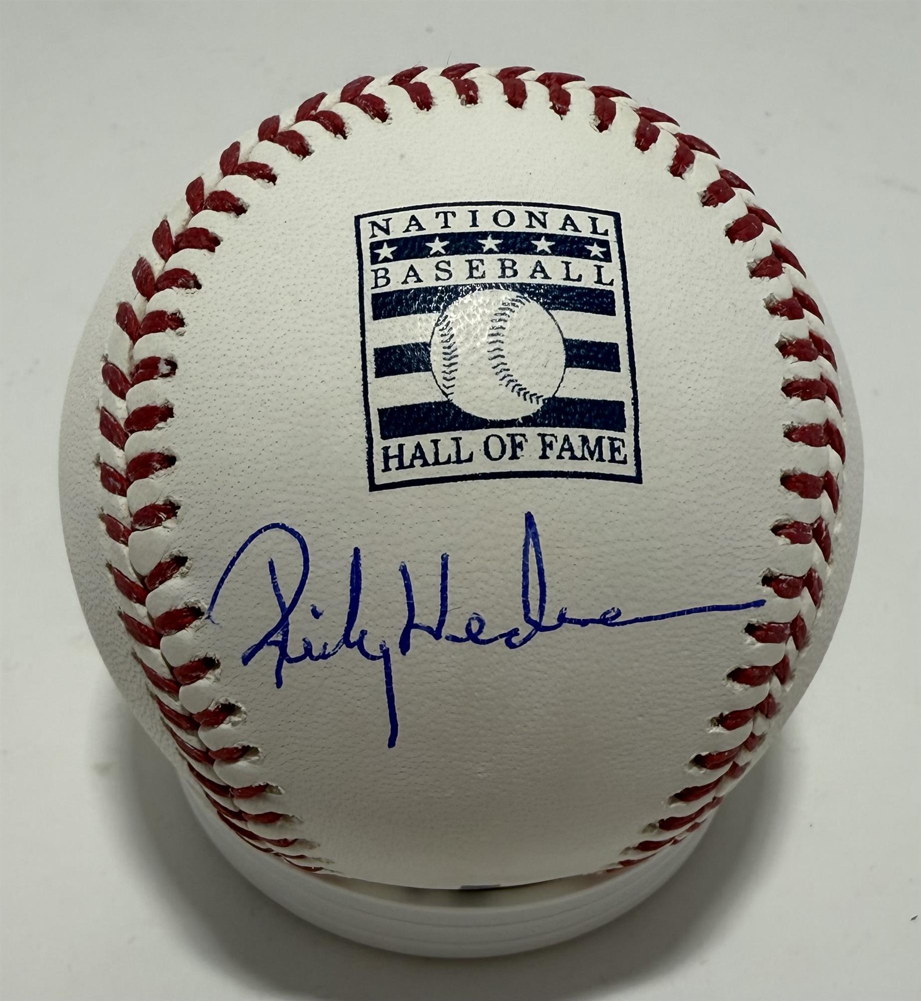 RICKEY HENDERSON SIGNED OFFICIAL MLB HOF LOGO BASEBALL - JSA
