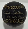 STEVE CARLTON SIGNED OFFICIAL BLACK MLB BASEBALL W/ "'67-80 WS Champs" - PHILADELPHIA PHILLIES - BAS