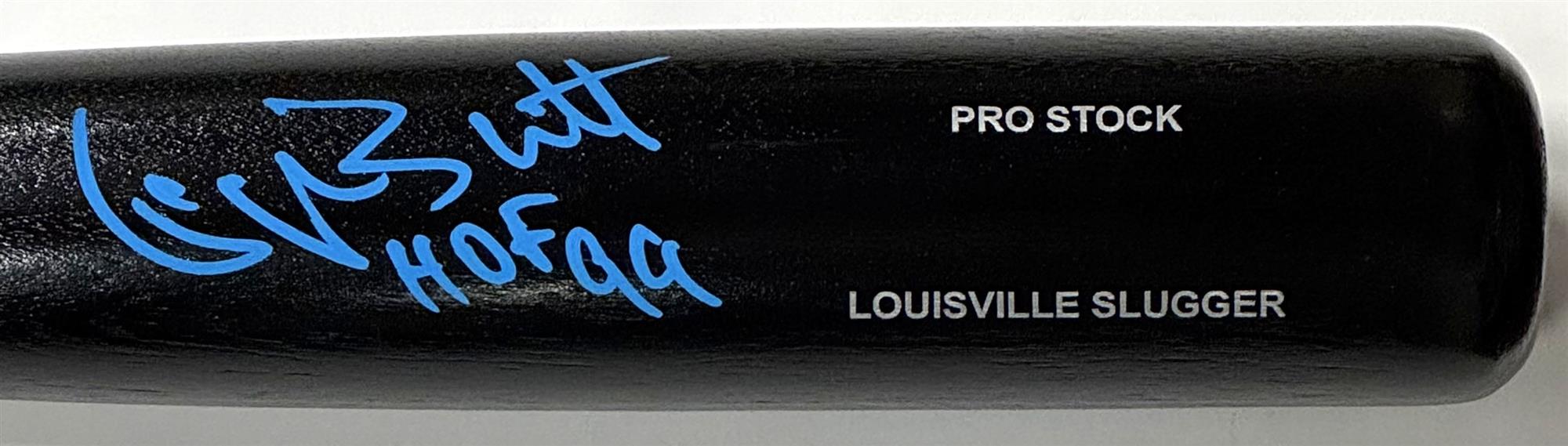 ROYALS GEORGE BRETT SIGNED LOUISVILLE SLUGGER BLACK BAT W/ HOF - BAS