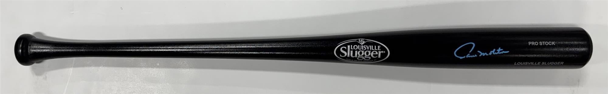 PAUL MOLITOR SIGNED BLACK LOUISVILLE SLUGGER BAT - MILWAUKEE BREWERS - BAS