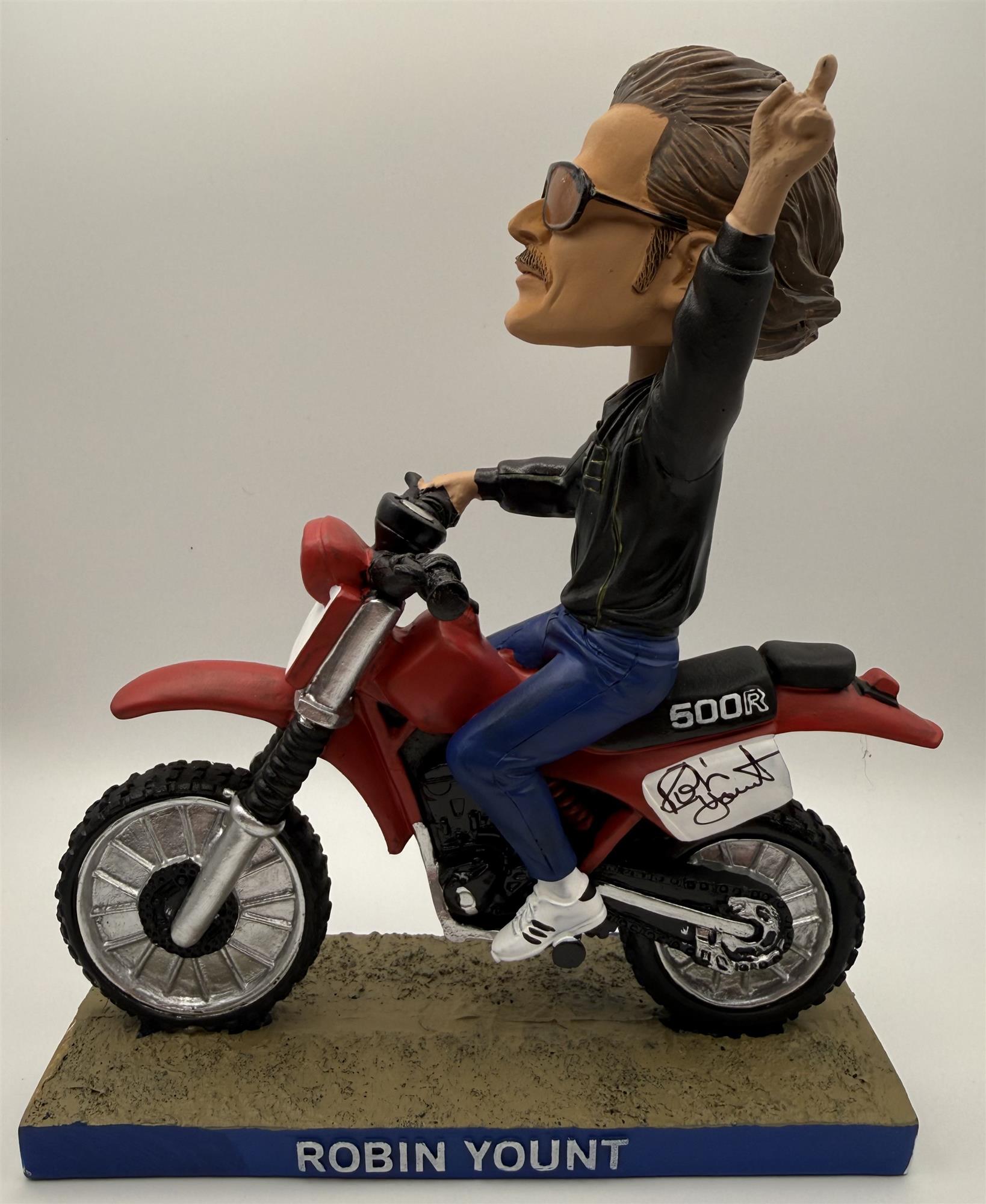 ROBIN YOUNT SIGNED 2017 MOTORCYCLE BOBBLEHEAD - MILWAUKEE BREWERS