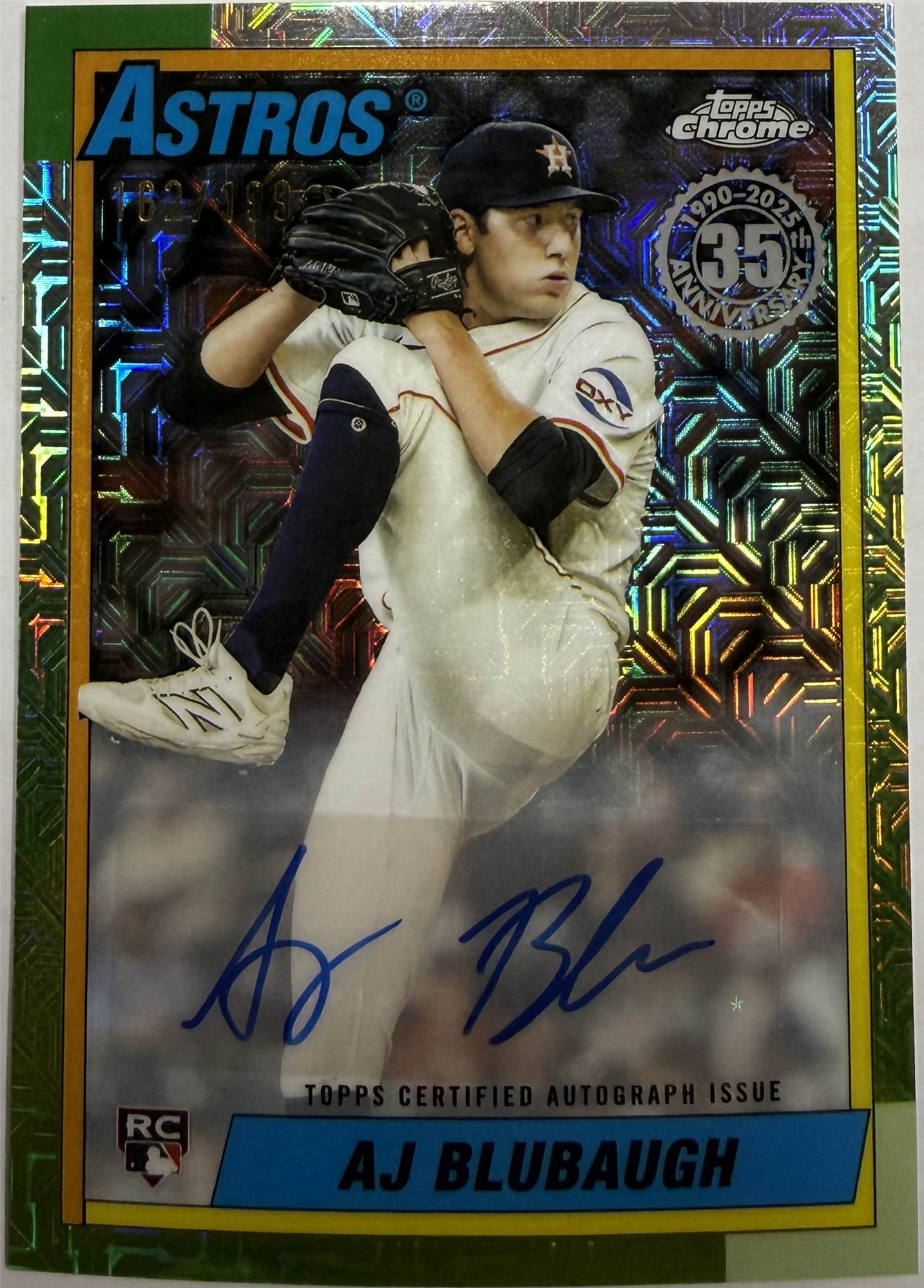 AJ BLUBAUGH - 2025 TOPPS CHROME ROOKIE CARD AUTO #U90C-53 - 162/199