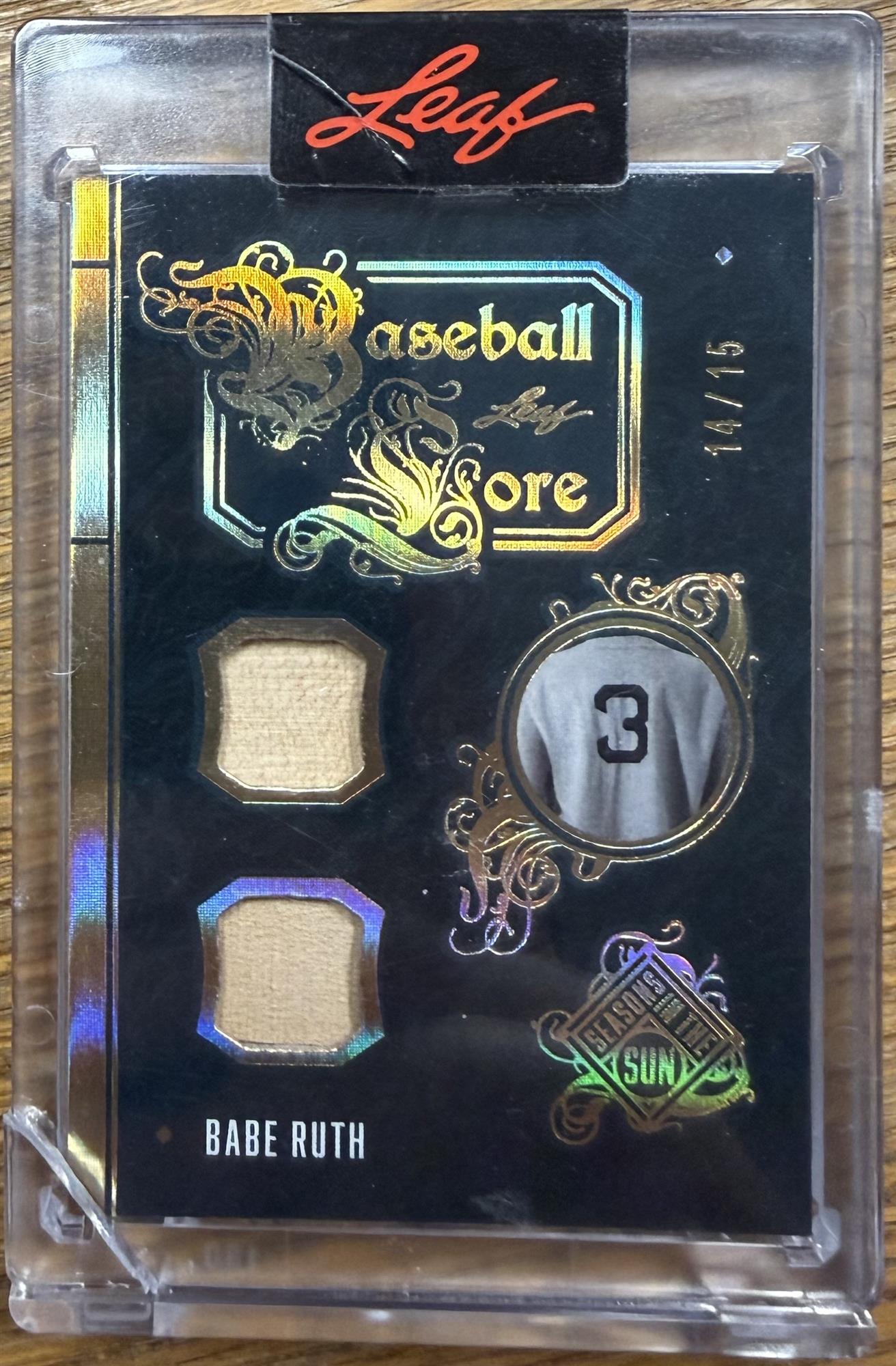 BABE RUTH BAT RELIC CARD - 2025 LEAF SEASONS IN THE SUN #BL-2 /15