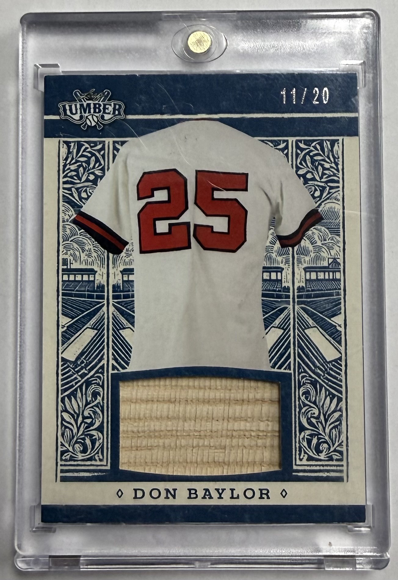 DON BAYLOR BAT RELIC CARD - 2025 LEAF LUMBER CARD /20