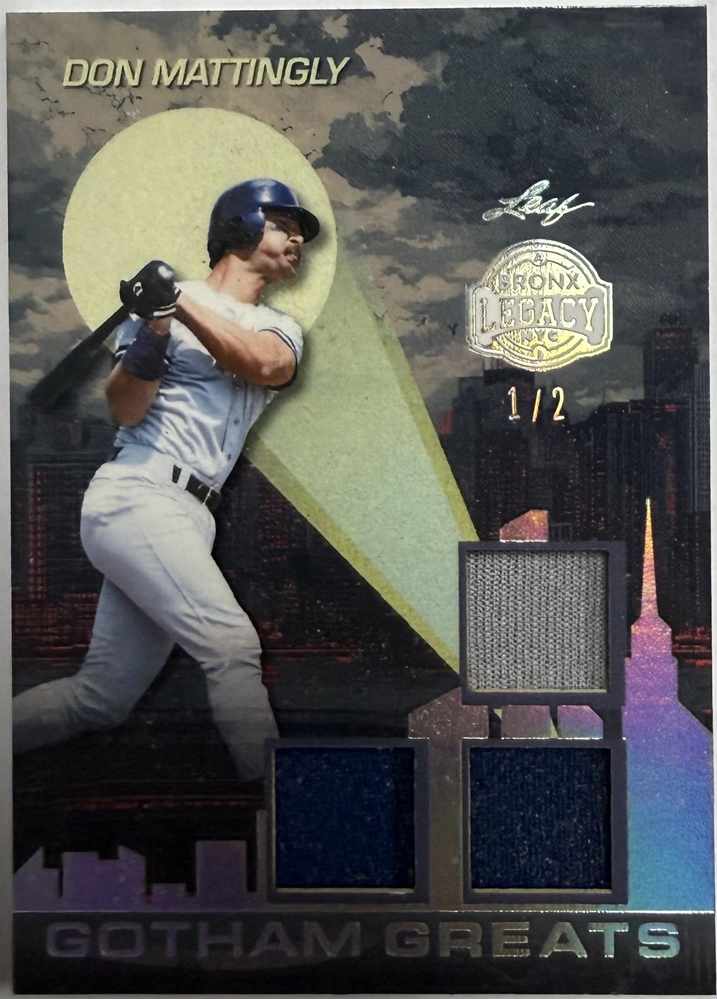 DON MATTINGLY JERSEY PATCH CARD - 2025 LEAF BRONX LEGACY "GOTHAM GREATS" CARD /2