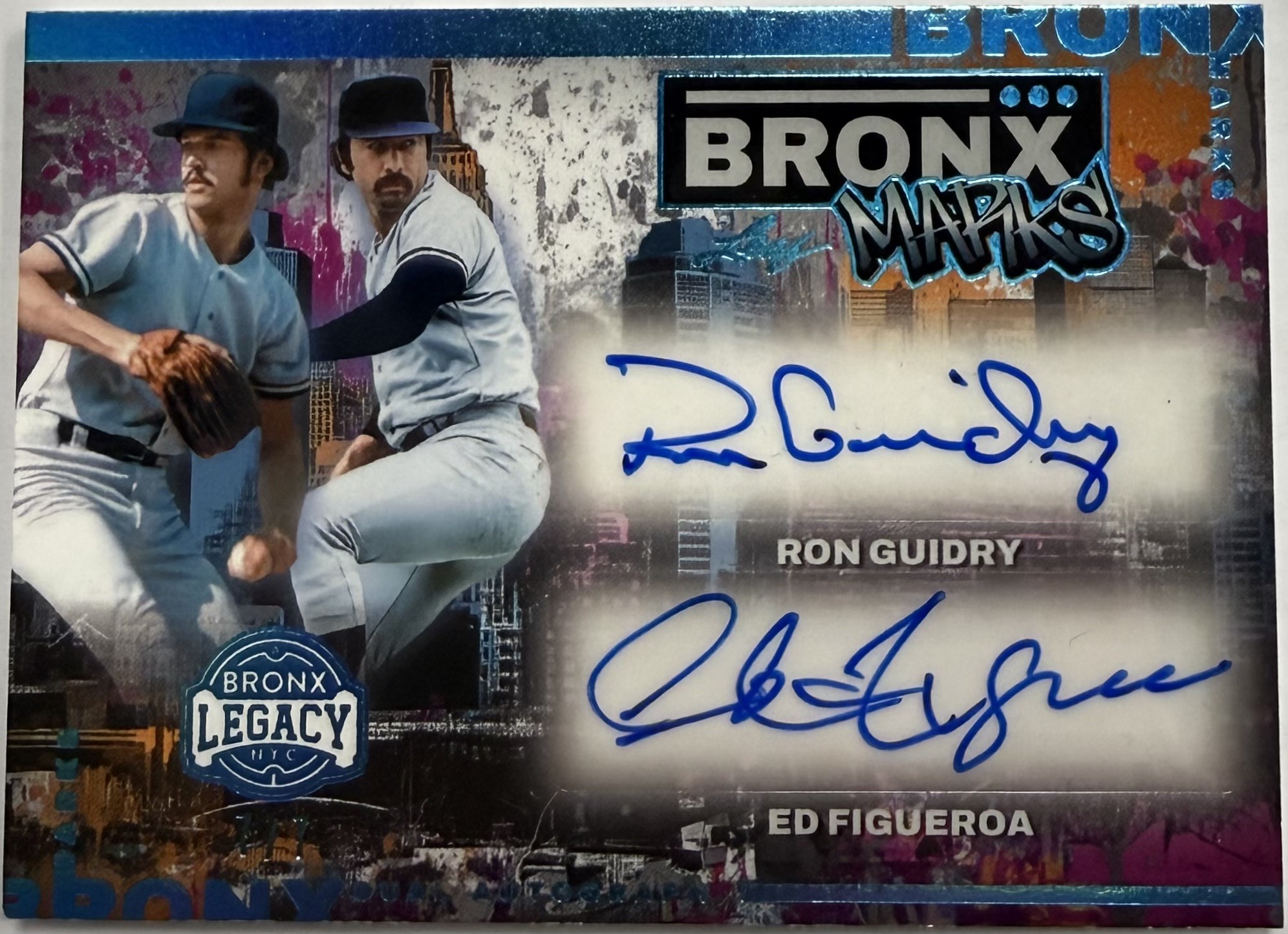 RON GUIDRY / ED FIGUEROA DUAL AUTO CARD - 2025 LEAF BRONX LEGACY "BRONX MARKS" #M2-13 /7