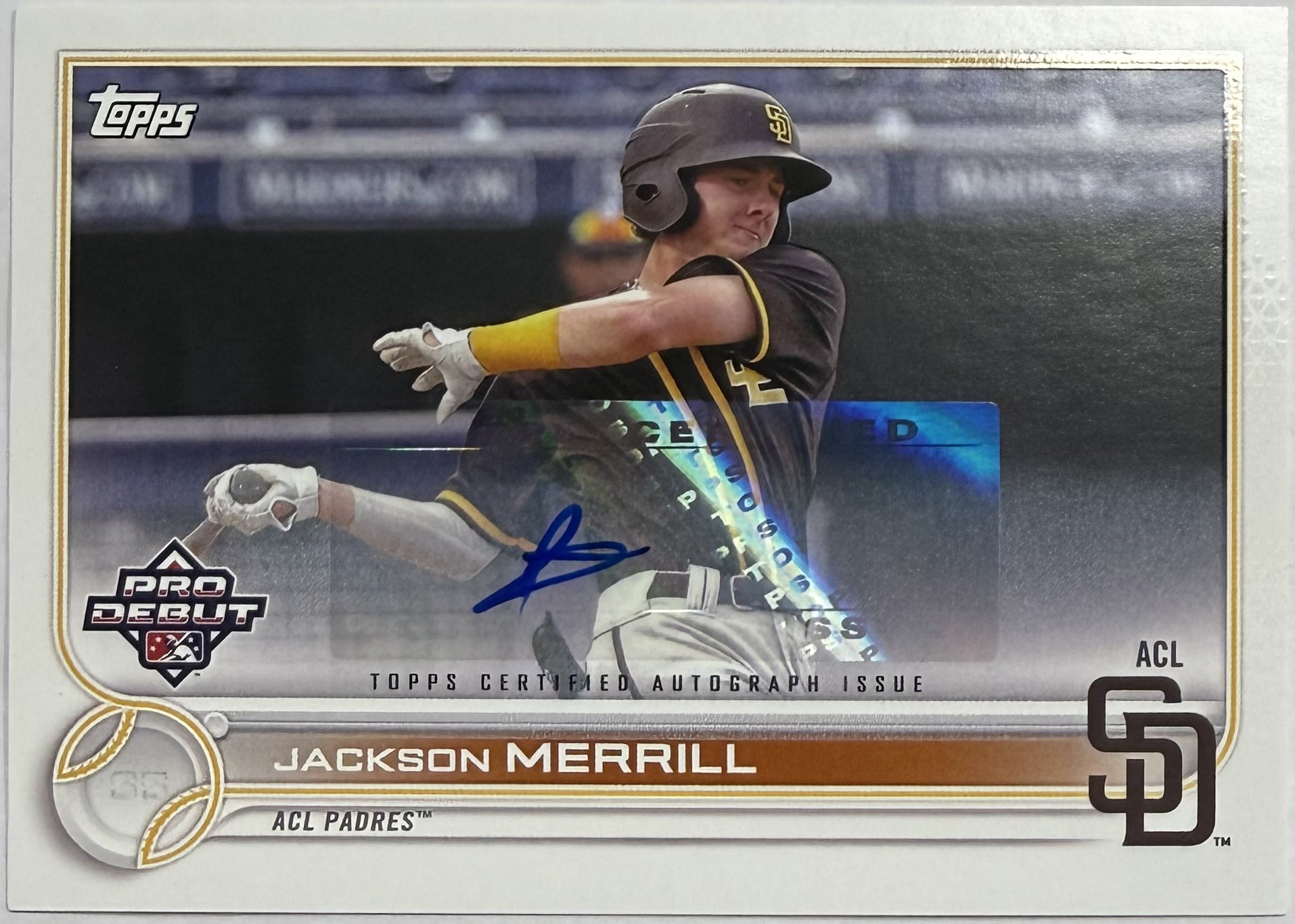 JACKSON MERRILL AUTO CARD - 2022 TOPPS PRO DEBUT