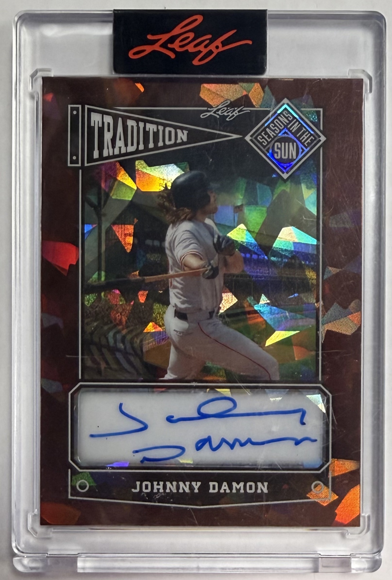 JOHNNY DAMON AUTO CARD - 2025 LEAF SEASONS IN THE SUN "TRADITION" 18/30