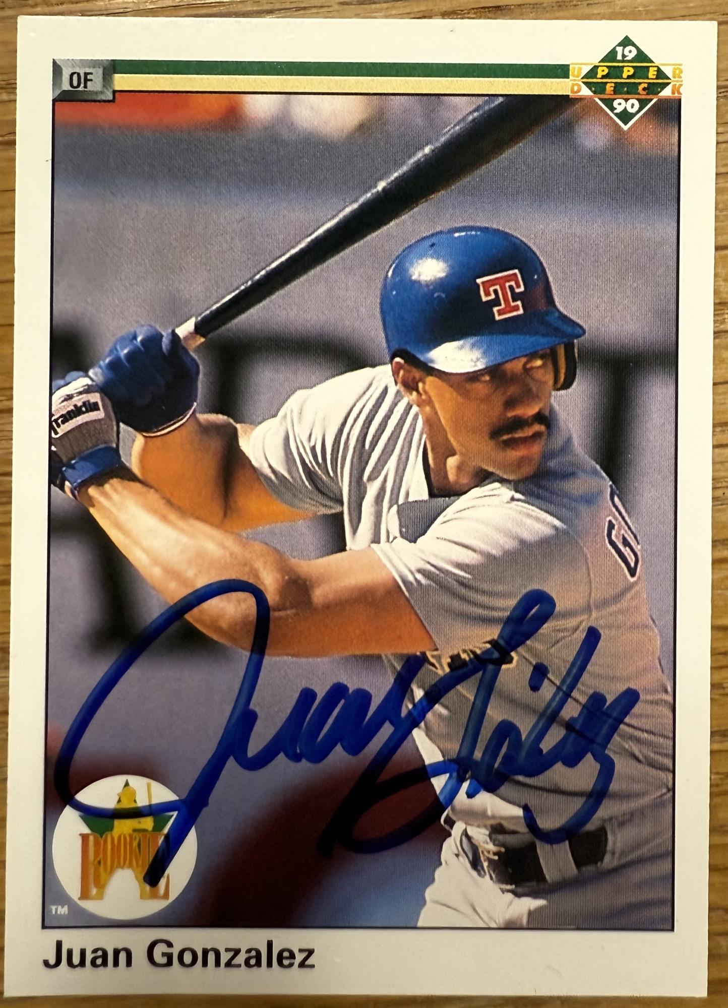 Juan Gonzalez 1990 Upper Deck #72 Hand Signed Rookie Card Auto - JSA