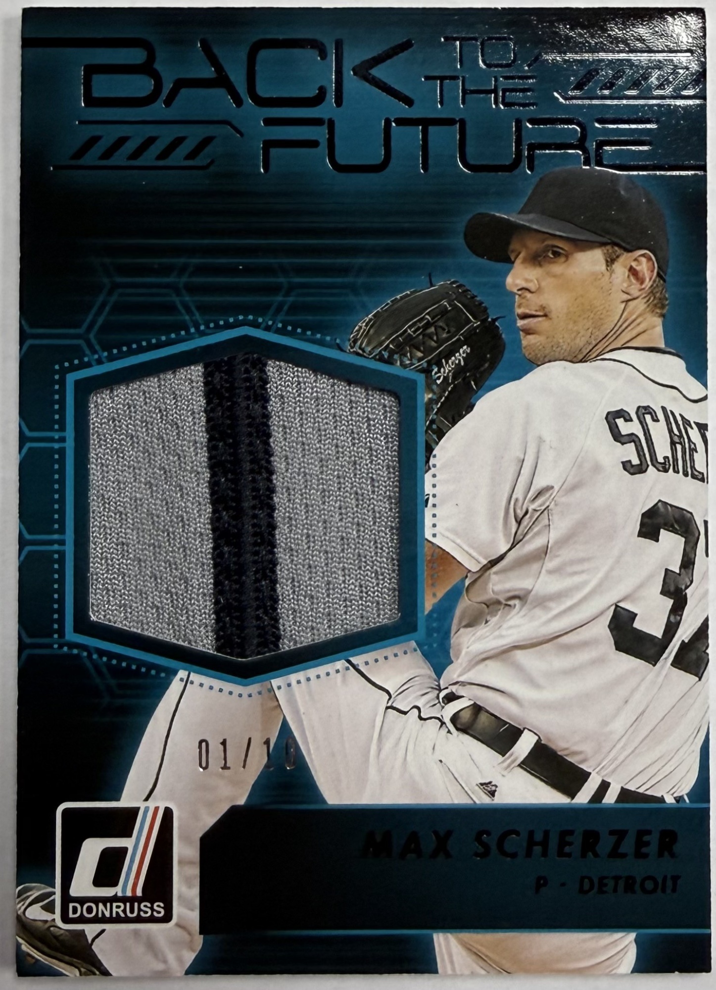 MAX SCHERZER RELIC CARD /10 - 2017 DONRUSS BACK TO THE FUTURE #BFM-MS