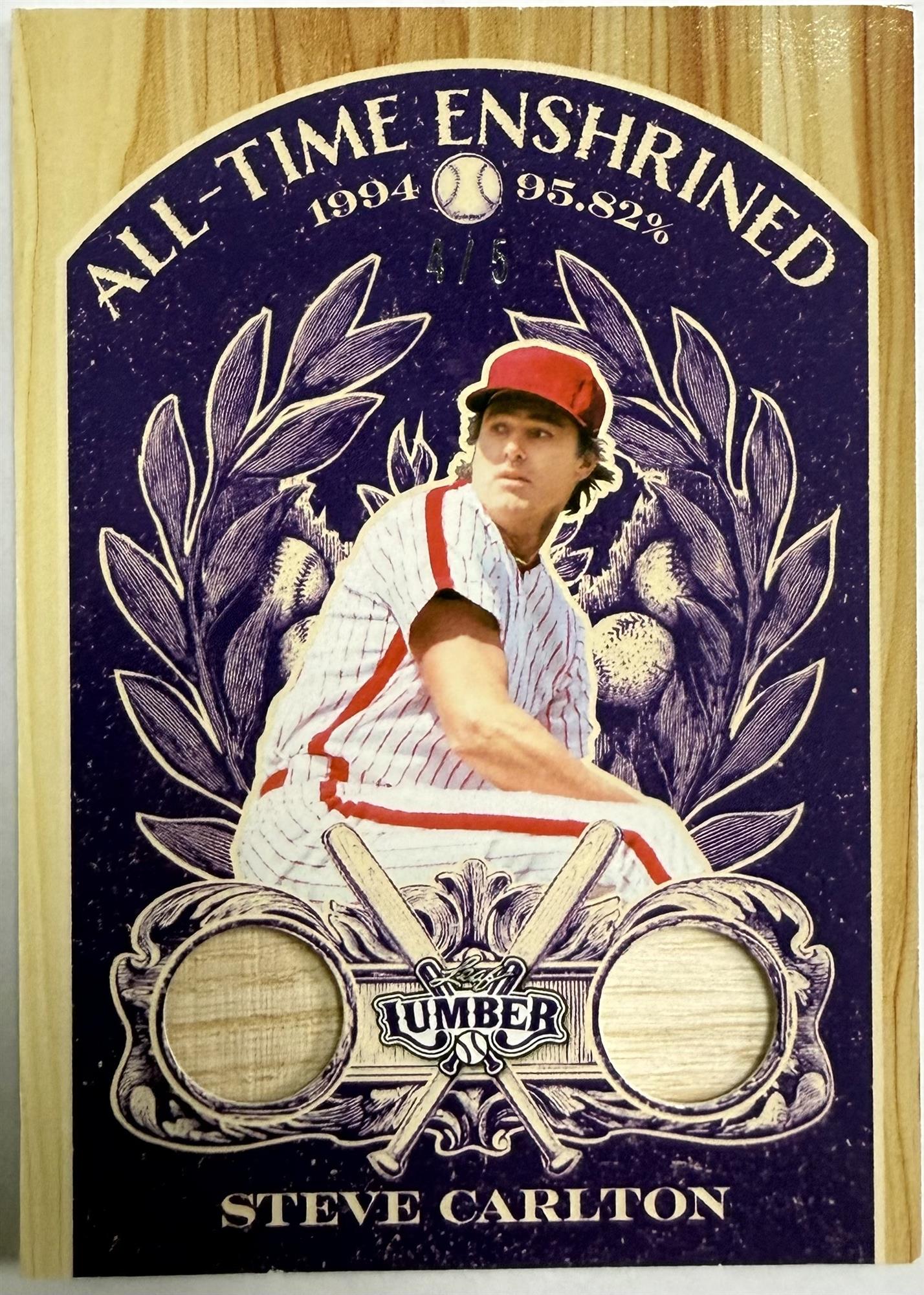 STEVE CARLTON BAT RELIC CARD - 2025 LEAF LUMBER CARD #AE-63 /5