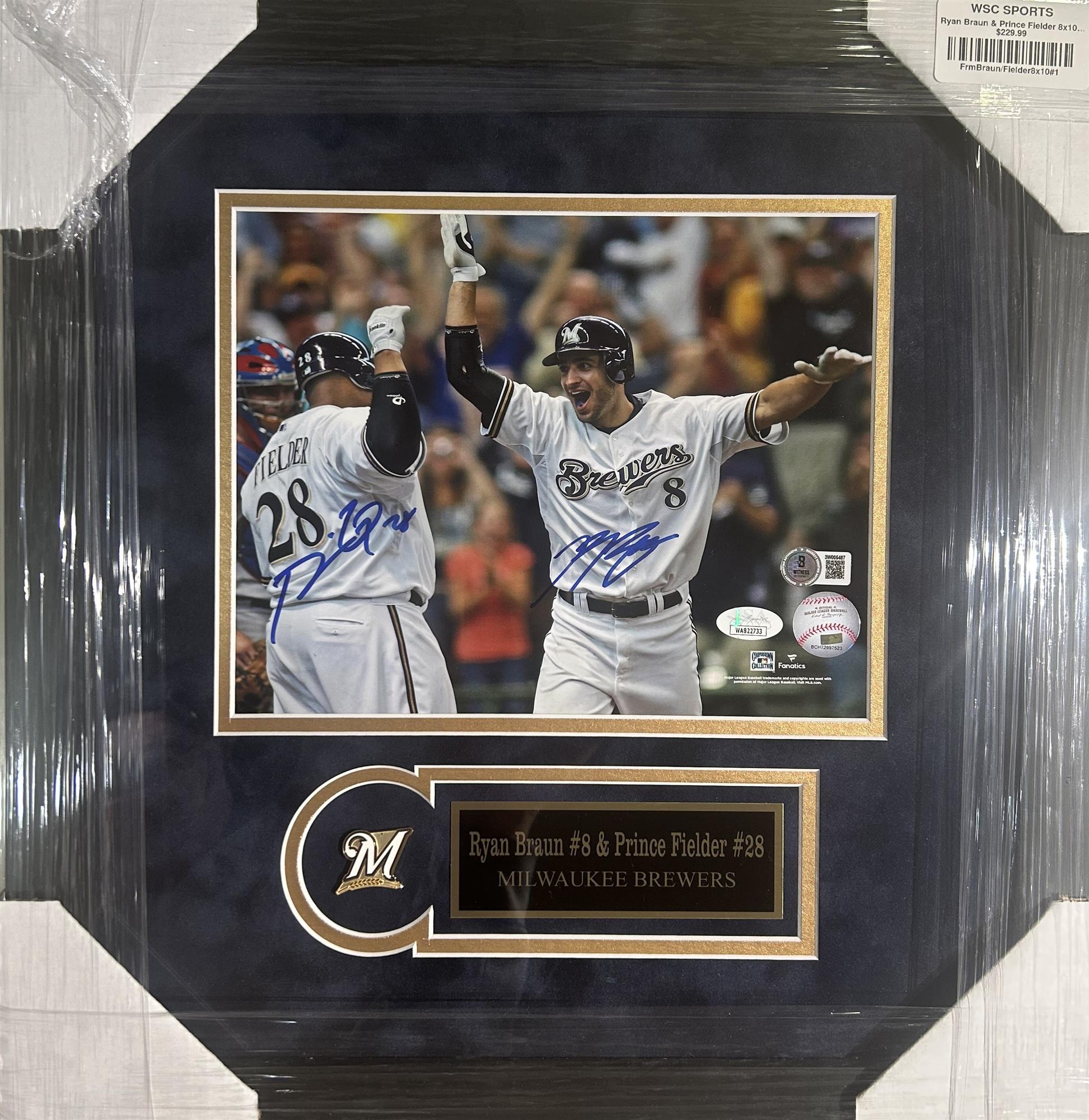 RYAN BRAUN / PRINCE FIELDER FRAMED SIGNED BREWERS 8X10 PHOTO #1