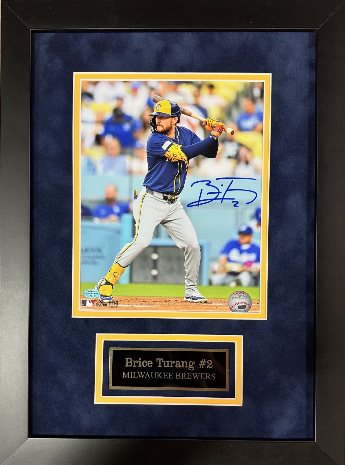 BRICE TURANG FRAMED SIGNED BREWERS 8X10 PHOTO #5