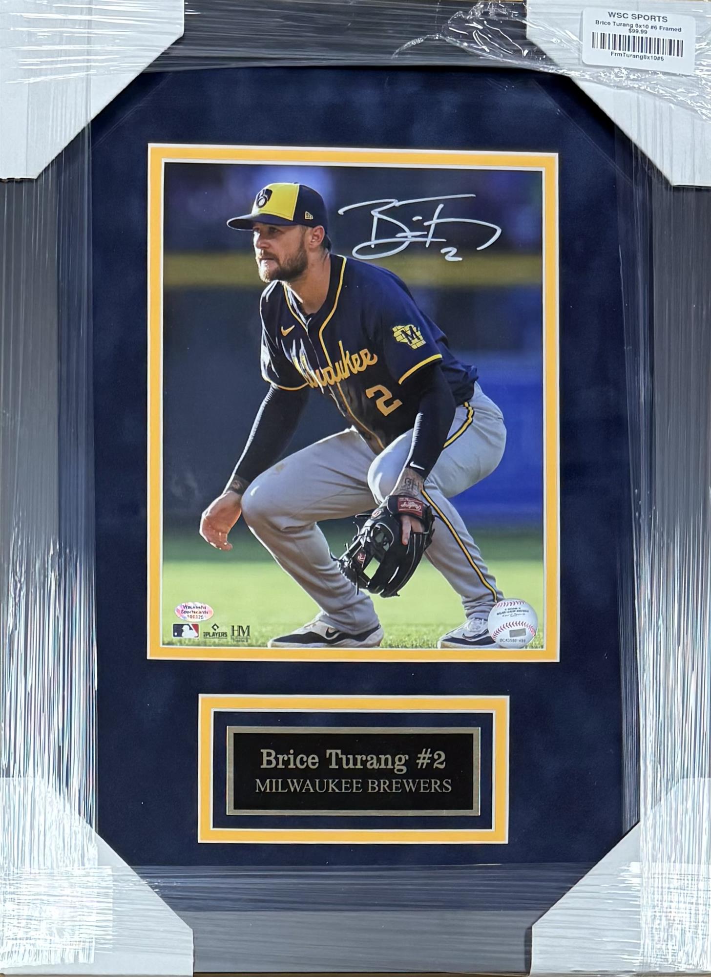 BRICE TURANG FRAMED SIGNED BREWERS 8X10 PHOTO #6