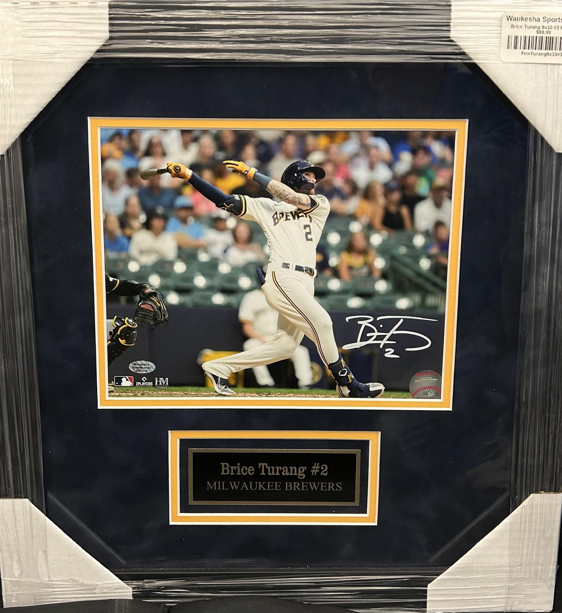 BRICE TURANG FRAMED SIGNED BREWERS 8X10 PHOTO #3