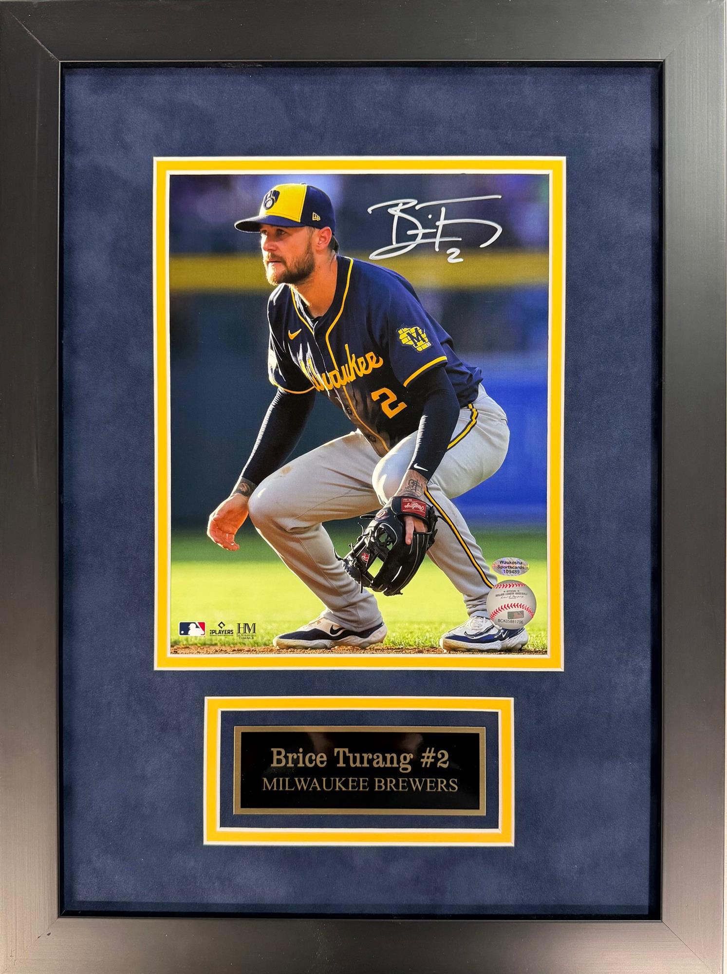 BRICE TURANG FRAMED SIGNED BREWERS 8X10 PHOTO #6
