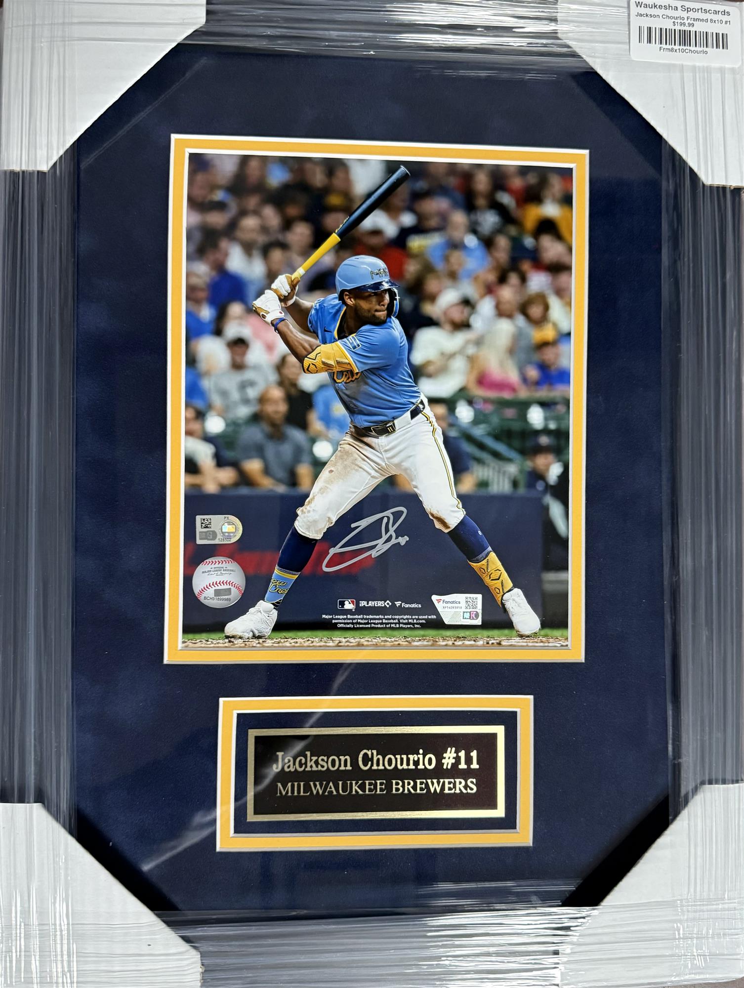 JACKSON CHOURIO FRAMED SIGNED BREWERS 8X10 PHOTO #1