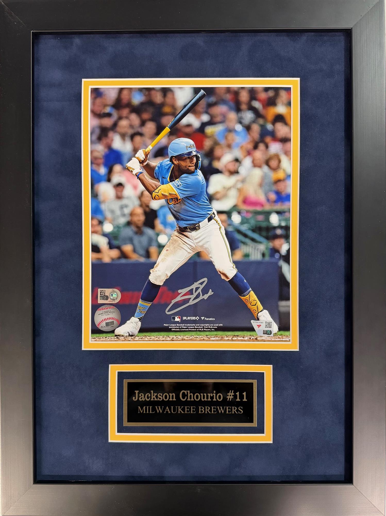 JACKSON CHOURIO FRAMED SIGNED BREWERS 8X10 PHOTO #7