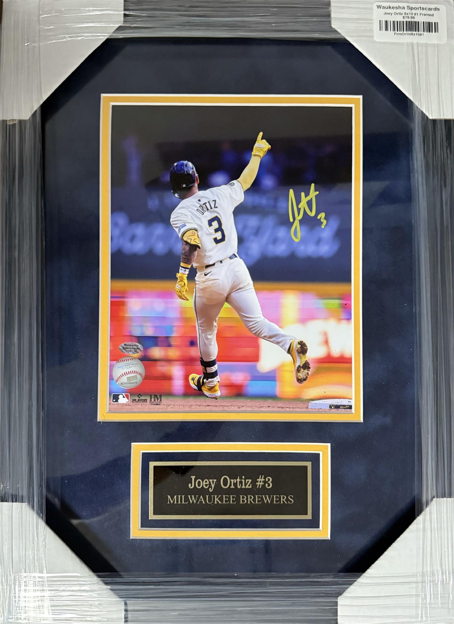 JOEY ORTIZ FRAMED SIGNED BREWERS 8X10 PHOTO #1