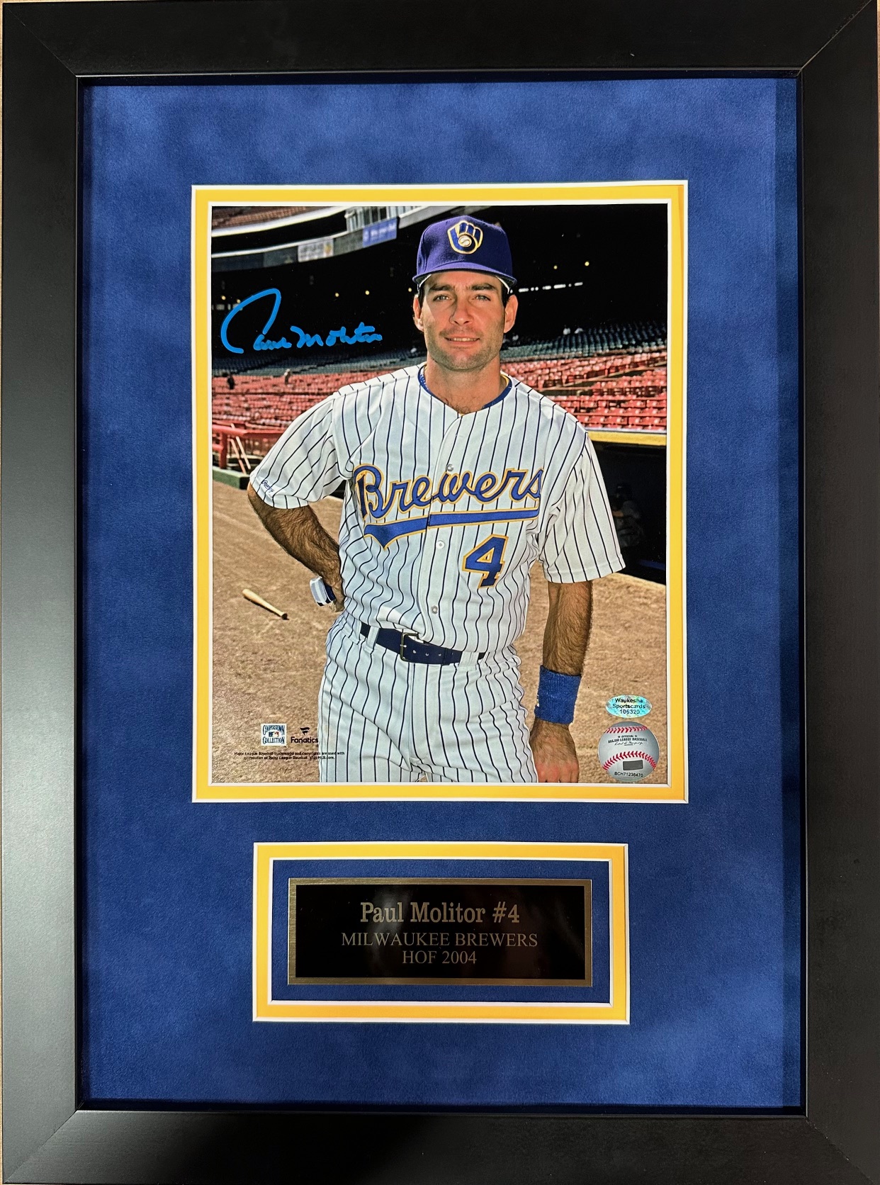 PAUL MOLITOR FRAMED SIGNED BREWERS 8X10 PHOTO #15
