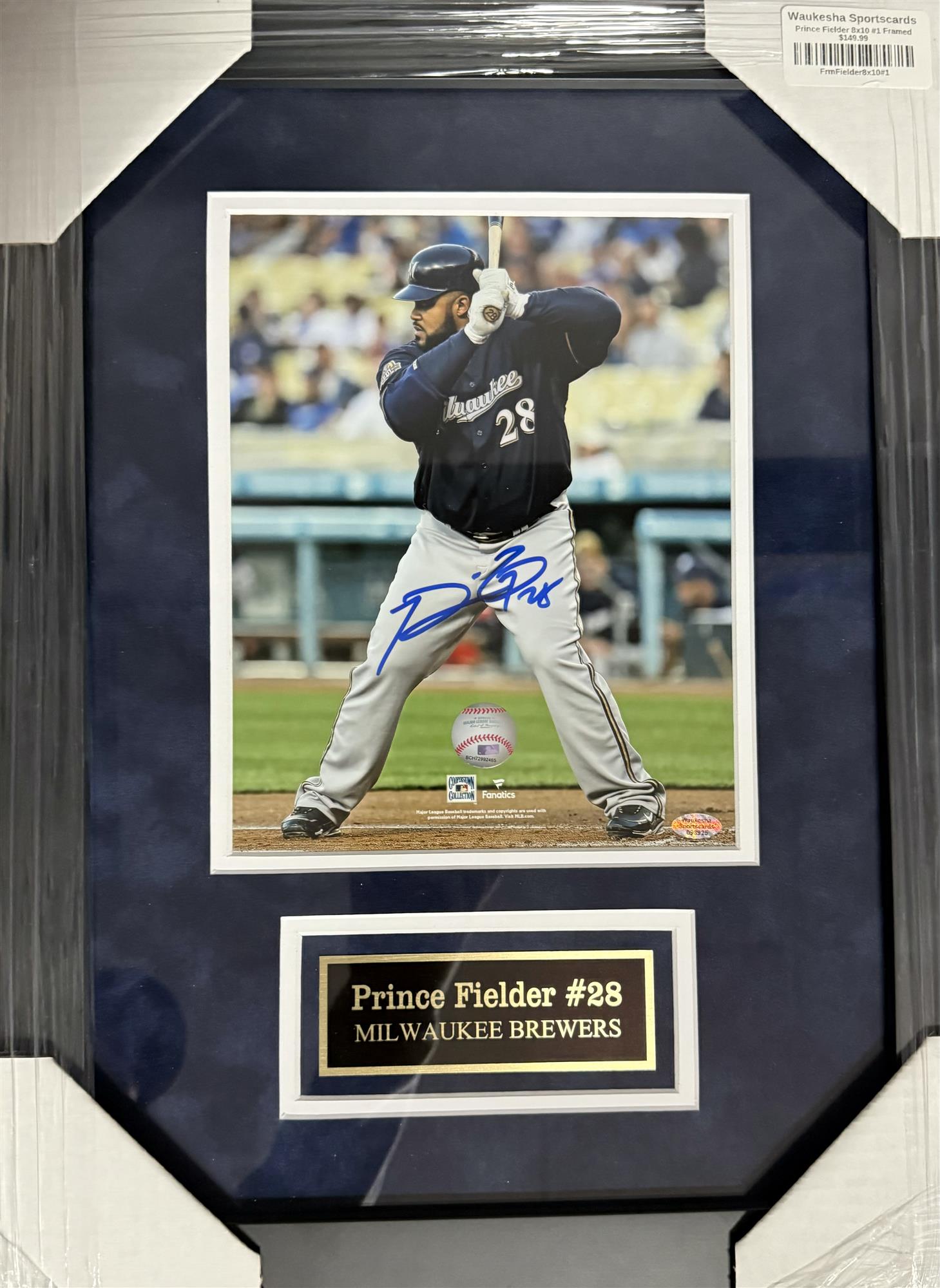 PRINCE FIELDER FRAMED SIGNED BREWERS 8X10 PHOTO #1