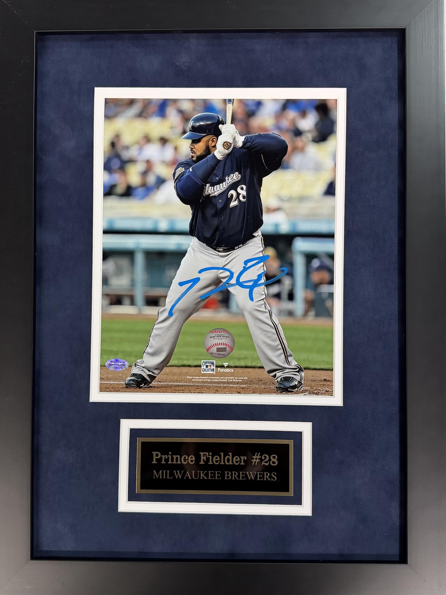 PRINCE FIELDER FRAMED SIGNED BREWERS 8X10 PHOTO #1