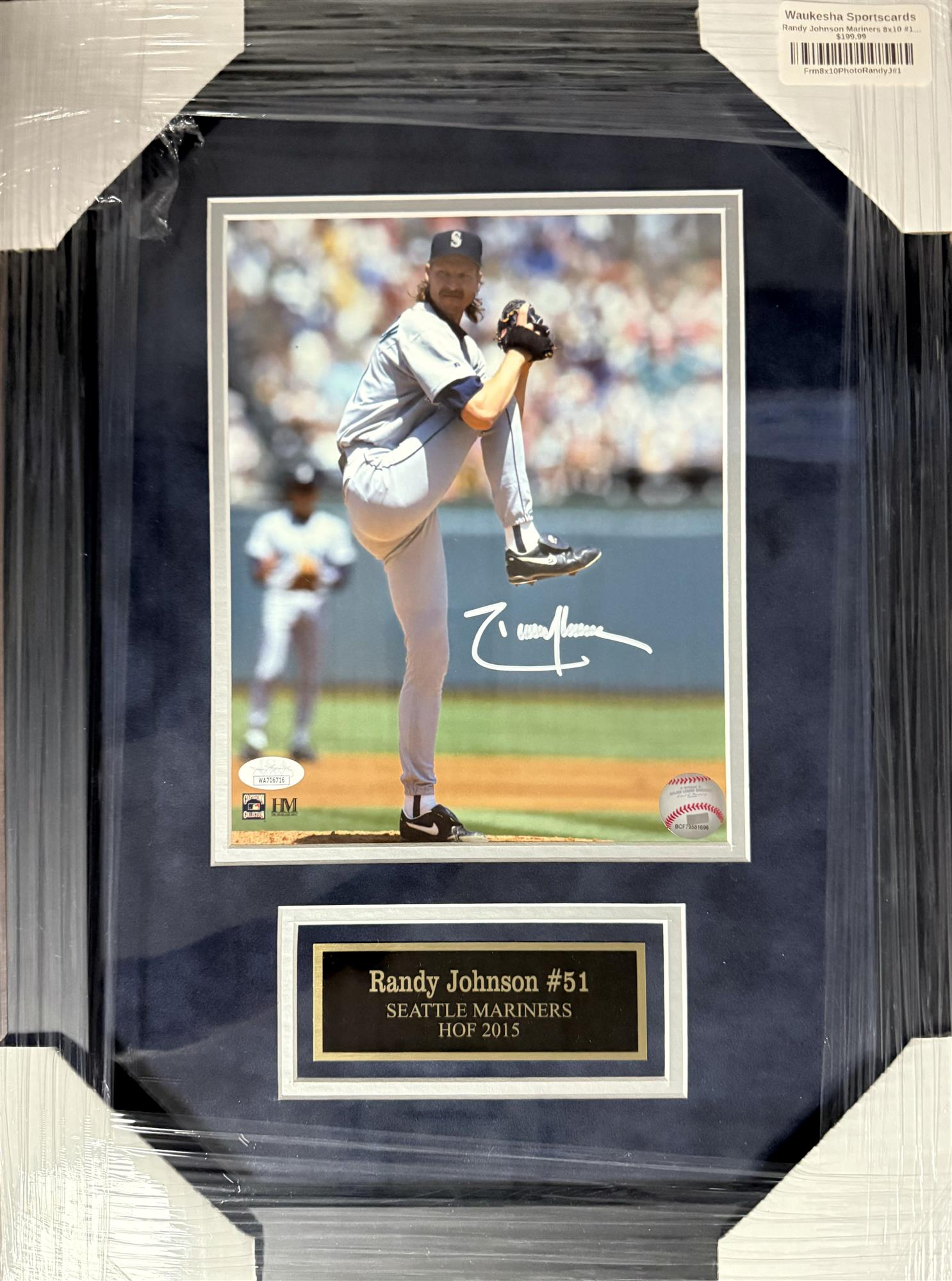 RANDY JOHNSON FRAMED SIGNED MARINERS 8X10 PHOTO #1