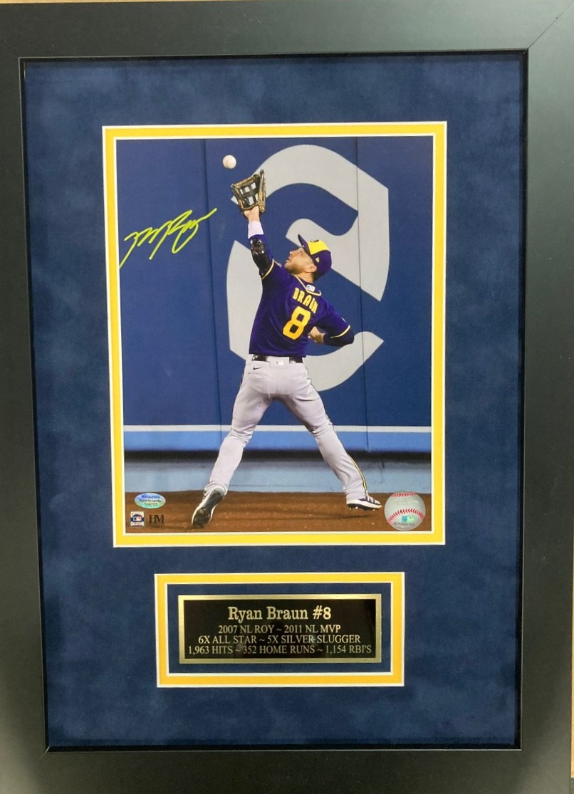 RYAN BRAUN FRAMED SIGNED 8X10 PHOTO #2