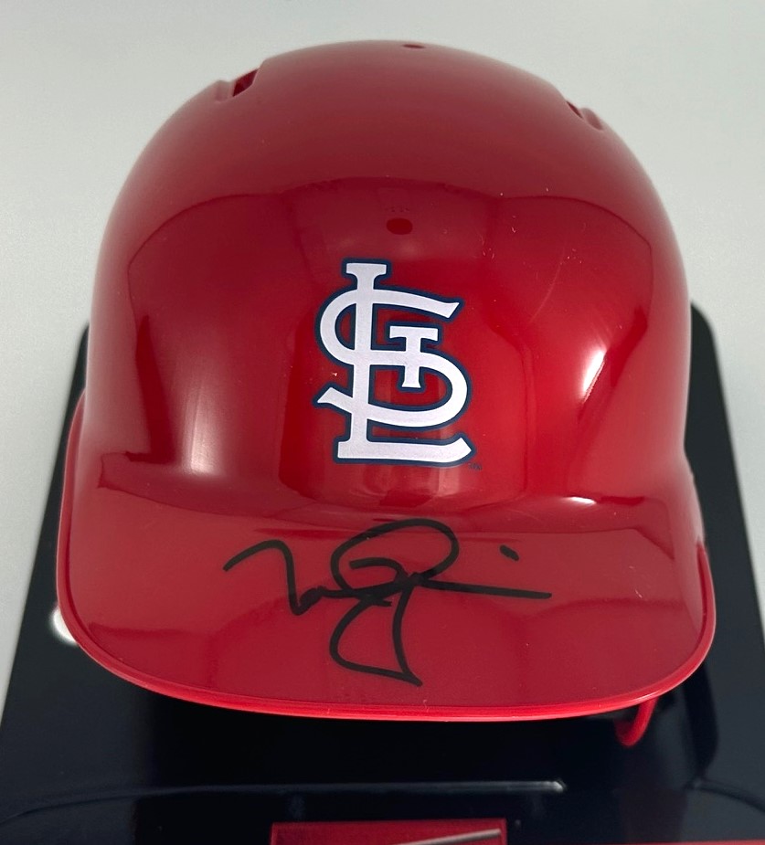 MARK McGWIRE SIGNED RAWLINGS CARDINALS MINI HELMET - BAS