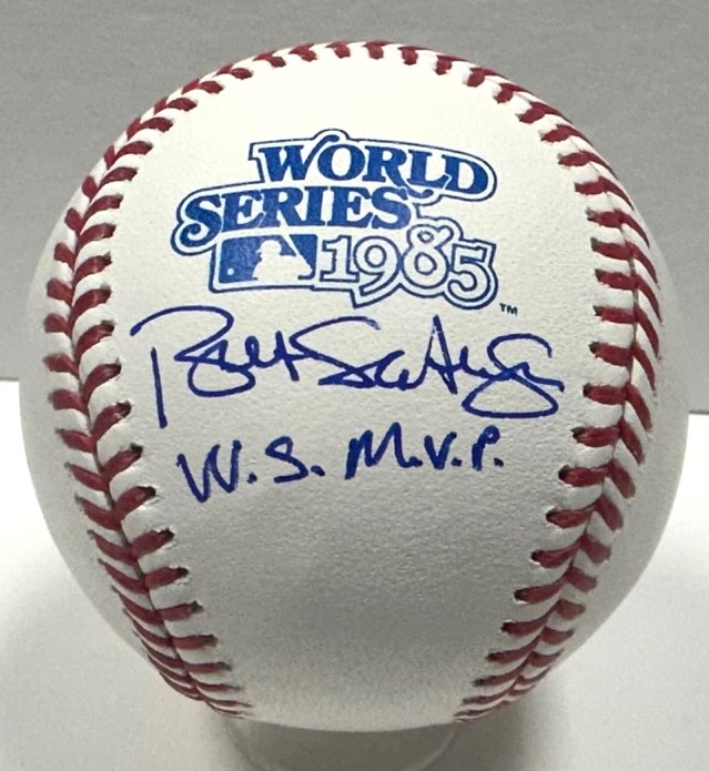 BRET SABERHAGEN SIGNED OFFICIAL MLB 1985 WORLD SERIES LOGO BASEBALL W/ WS MVP - ROYALS - BAS