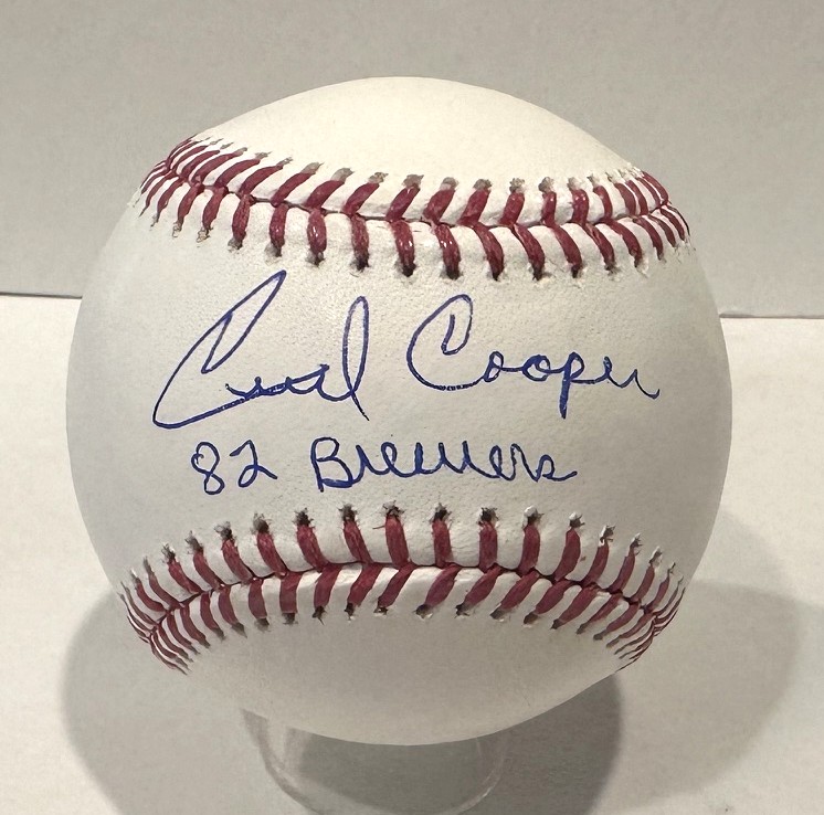 CECIL COOPER SIGNED OFFICIAL MLB BASEBALL W/ 1982 BREWERS - BAS