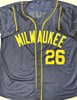 AARON ASHBY SIGNED CUSTOM REPLICA BREWERS NAVY JERSEY - BAS