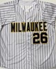 AARON ASHBY SIGNED CUSTOM REPLICA BREWERS PINSTRIPE JERSEY - BAS