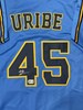 ABNER URIBE SIGNED CUSTOM REPLICA BREWERS ALTERNATE JERSEY - BAS