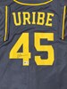 ABNER URIBE SIGNED CUSTOM REPLICA BREWERS NAVY JERSEY - BAS