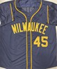 ABNER URIBE SIGNED CUSTOM REPLICA BREWERS NAVY JERSEY - BAS