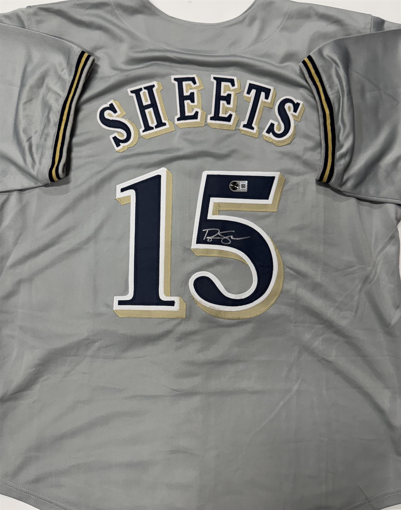 BEN SHEETS SIGNED CUSTOM REPLICA BREWERS GRAY JERSEY - BAS