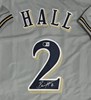 BILL HALL SIGNED CUSTOM REPLICA BREWERS GRAY JERSEY - BAS