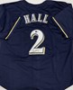 BILL HALL SIGNED CUSTOM REPLICA BREWERS NAVY JERSEY - BAS