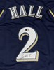 BILL HALL SIGNED CUSTOM REPLICA BREWERS NAVY JERSEY - BAS
