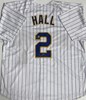 BILL HALL SIGNED CUSTOM REPLICA BREWERS PINSTRIPE JERSEY - BAS